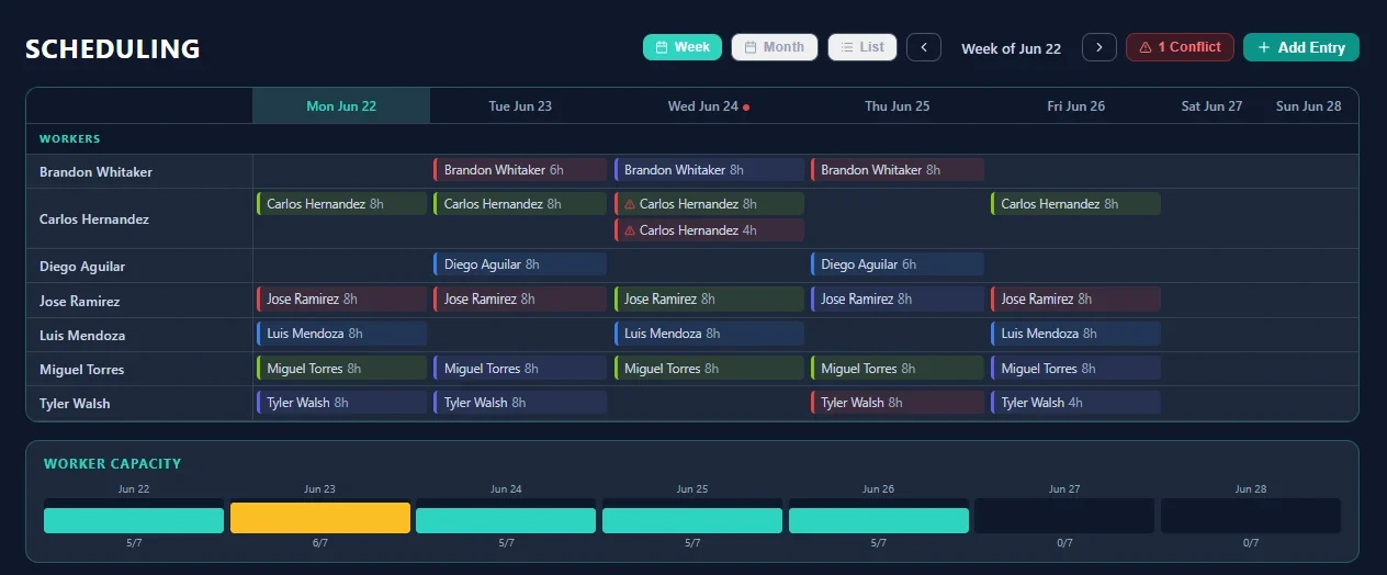 Crew Scheduling — real product screenshot